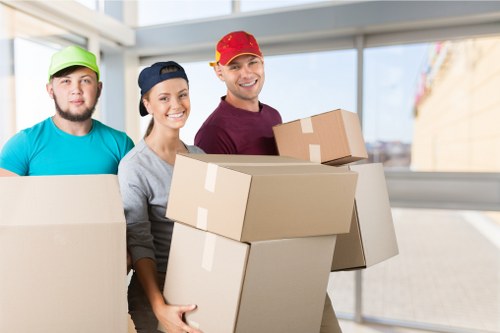 Professional packers organizing household items